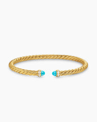 Cablespira® Flex Bracelet in 18K Yellow Gold with Turquoise and Diamonds, 4mm