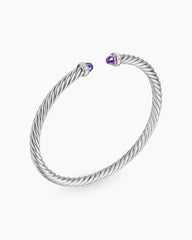 Cable Flex® Bracelet in Sterling Silver with Amethyst and Diamonds, 4mm