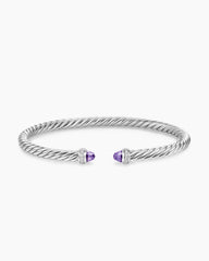 Cable Flex® Bracelet in Sterling Silver with Amethyst and Diamonds, 4mm