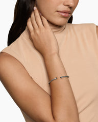 Cable Flex® Bracelet in Sterling Silver with Black Onyx and Diamonds, 4mm