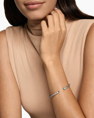 Cable Flex® Bracelet in Sterling Silver with Blue Topaz and Diamonds, 4mm