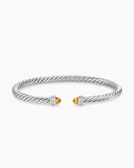 Cable Flex® Bracelet in Sterling Silver with Citrine and Diamonds, 4mm