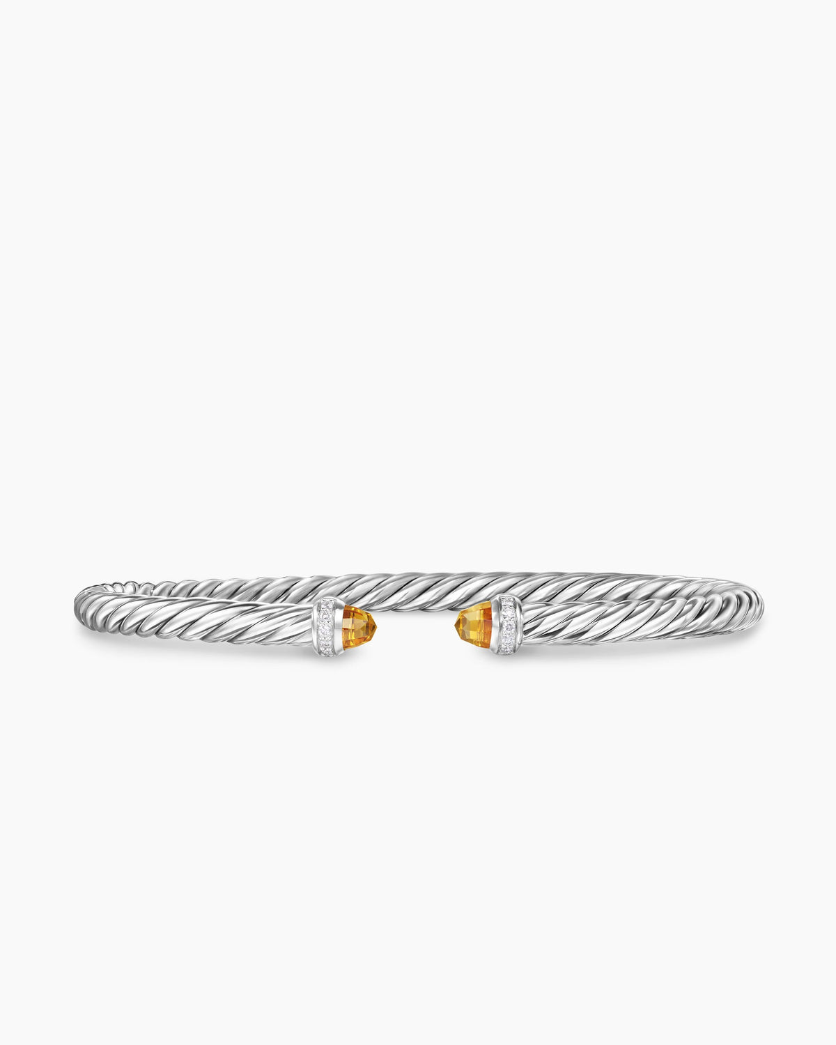 Cable Flex® Bracelet in Sterling Silver with Citrine and Diamonds, 4mm