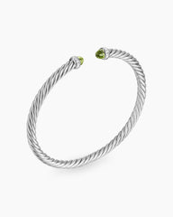 Cable Flex® Bracelet in Sterling Silver with Peridot and Diamonds, 4mm