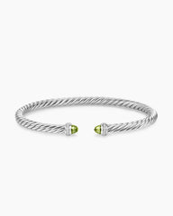 Cable Flex® Bracelet in Sterling Silver with Peridot and Diamonds, 4mm