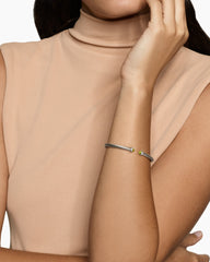 Cable Flex® Bracelet in Sterling Silver with Peridot and Diamonds, 4mm