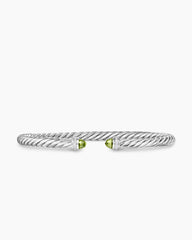 Cable Flex® Bracelet in Sterling Silver with Peridot and Diamonds, 4mm
