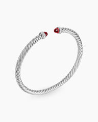 Cable Flex® Bracelet in Sterling Silver with Rhodolite Garnet and Diamonds, 4mm