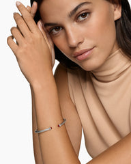 Cable Flex® Bracelet in Sterling Silver with Rhodolite Garnet and Diamonds, 4mm