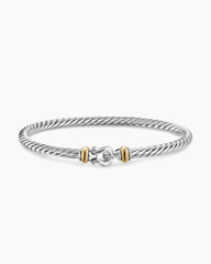 Cable Flex® Buckle Bracelet in Sterling Silver with 14K Yellow Gold, 4mm