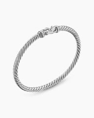 Cable Flex® Buckle Bracelet in Sterling Silver with Diamonds, 4mm