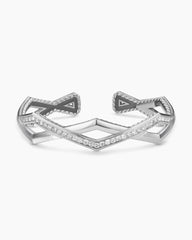 Zig Zag Stax™ Two Row Cuff Bracelet in Sterling Silver with Diamonds, 13mm