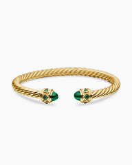 Renaissance® Cablespira Bracelet in 18K Yellow Gold with Malachite and Tsavorites, 5mm