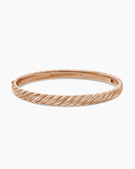 Sculpted Cable Bangle Bracelet in 18K Rose Gold, 6.2mm