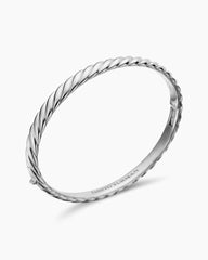 Sculpted Cable Bangle Bracelet in 18K White Gold, 6.2mm
