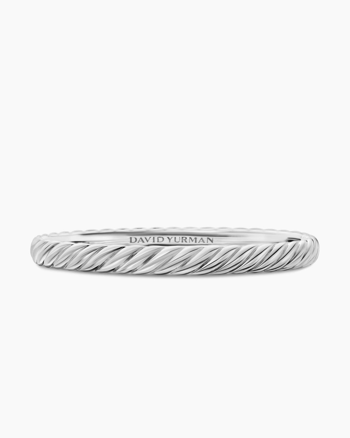 Sculpted Cable Bangle Bracelet in 18K White Gold, 6.2mm