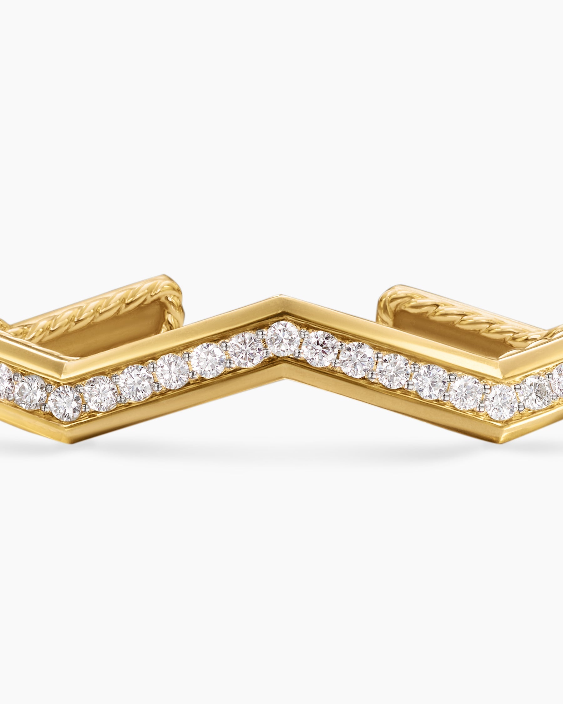 Zig Zag Stax™ Cuff Bracelet in 18K Yellow Gold with Diamonds, 5mm