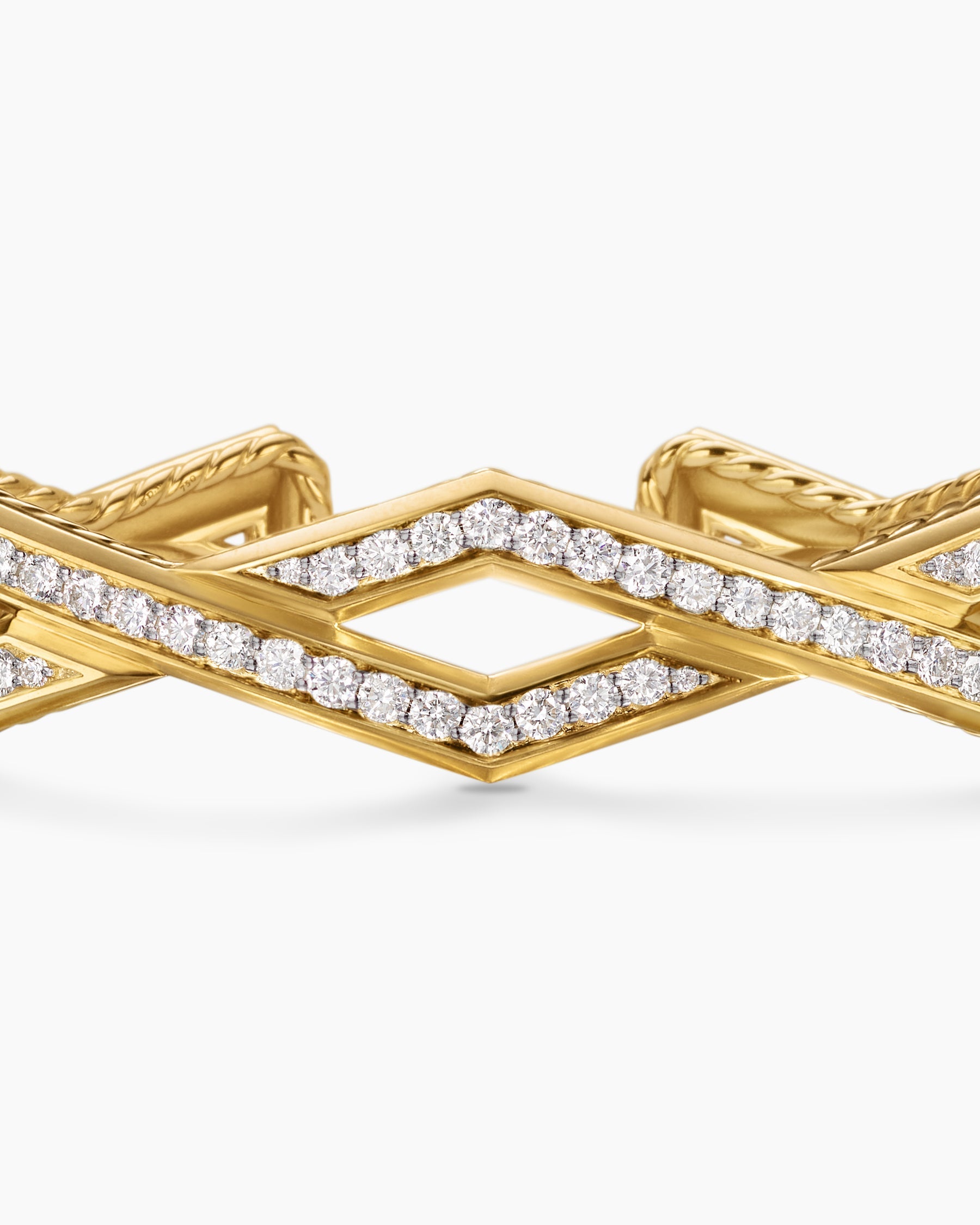 Zig Zag Stax™ Cuff Bracelet in 18K Yellow Gold with Diamonds, 13mm