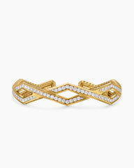 Zig Zag Stax™ Cuff Bracelet in 18K Yellow Gold with Diamonds, 13mm