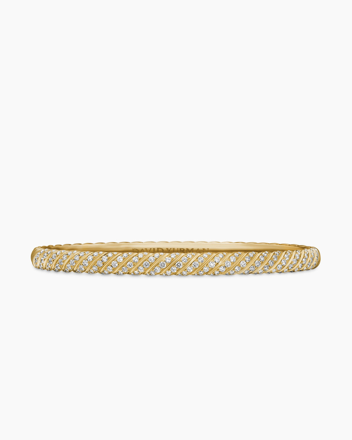 Sculpted Cable Bangle Bracelet in 18K Yellow Gold with Diamonds, 4.6mm