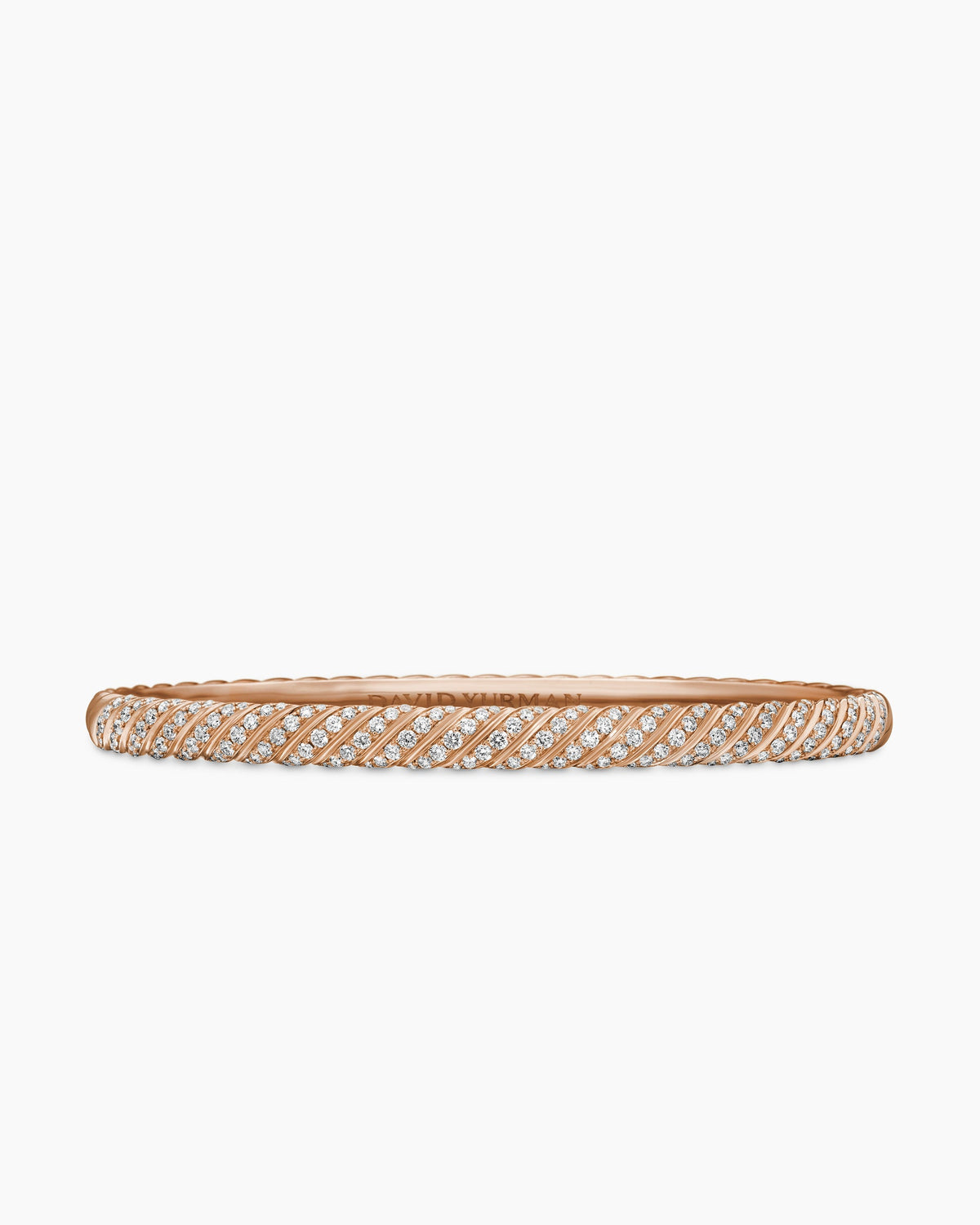 Sculpted Cable Bangle Bracelet in 18K Rose Gold with Diamonds, 4.6mm