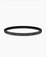 Sculpted Cable Bangle Bracelet in Black Titanium with Black Diamonds, 4.6mm