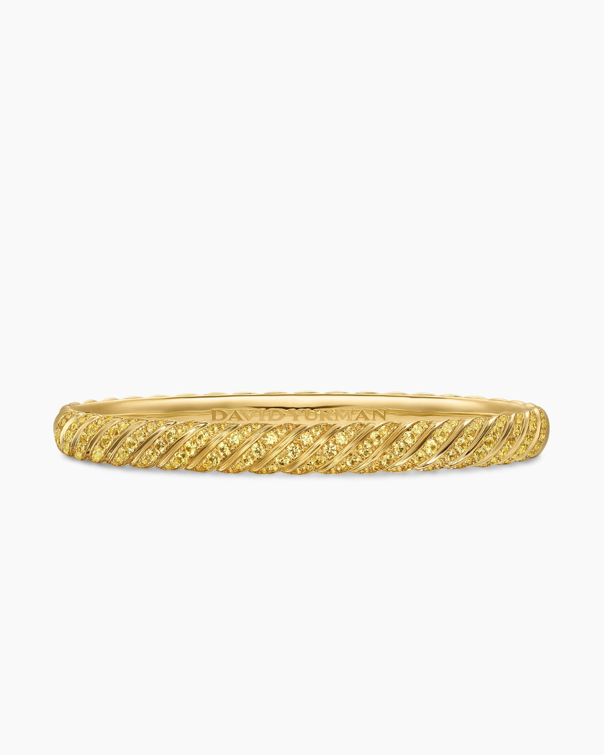 Sculpted Cable Bangle Bracelet in 18K Yellow Gold with Yellow Sapphires, 6.2mm