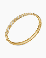 Sculpted Cable Bangle Bracelet in 18K Yellow Gold with Diamonds, 6.2mm