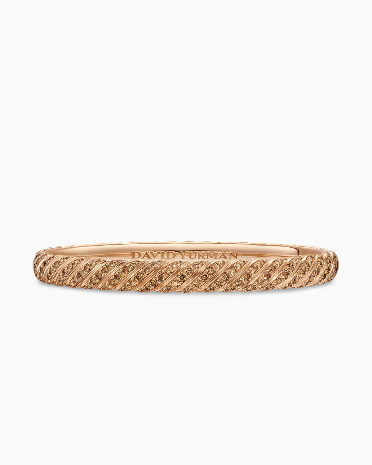 Sculpted Cable Bangle Bracelet in 18K Rose Gold with Cognac Diamonds, 6.2mm