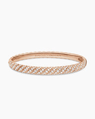 Sculpted Cable Bangle Bracelet in 18K Rose Gold with Diamonds, 6.2mm