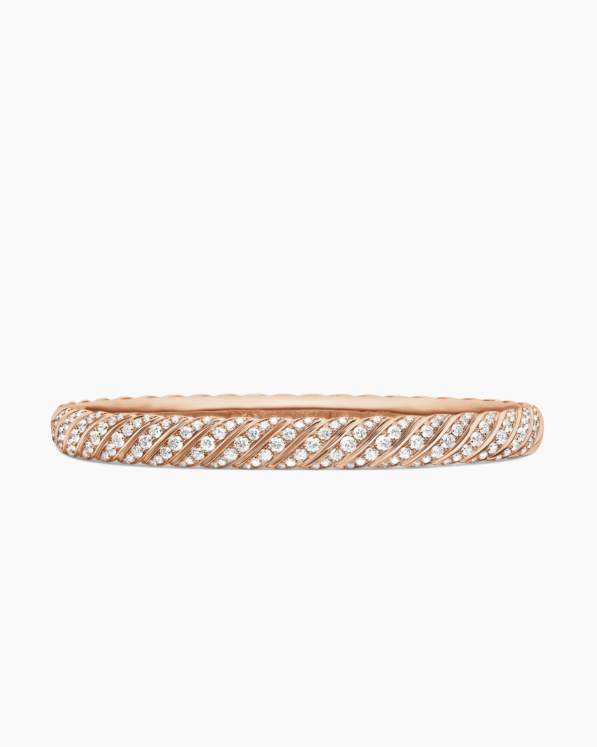 Sculpted Cable Bangle Bracelet in 18K Rose Gold with Diamonds, 6.2mm