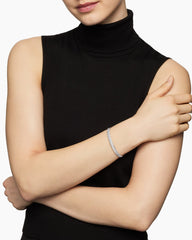 Sculpted Cable Bangle Bracelet in 18K White Gold with Diamonds, 6.2mm