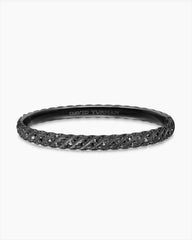 Sculpted Cable Bangle Bracelet in Black Titanium with Black Diamonds, 6mm