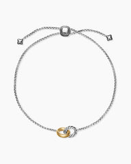 Petite Cable Linked Bracelet in Sterling Silver with 14K Yellow Gold, 15mm