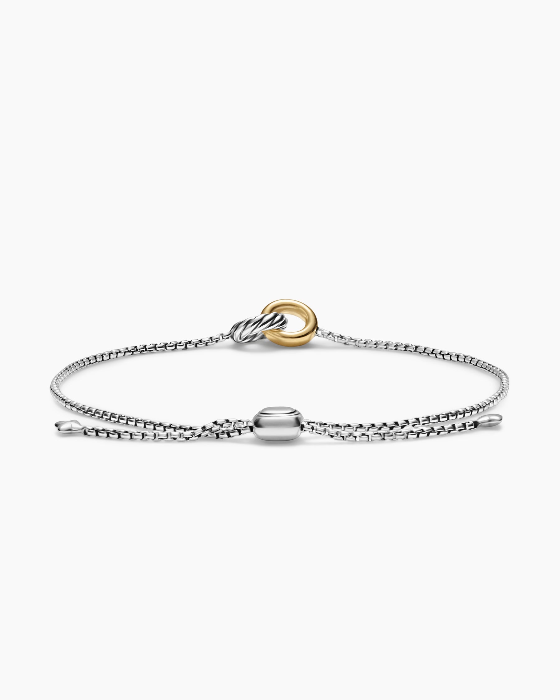 Petite Cable Linked Bracelet in Sterling Silver with 14K Yellow Gold, 15mm