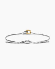 Petite Cable Linked Bracelet in Sterling Silver with 14K Yellow Gold, 15mm
