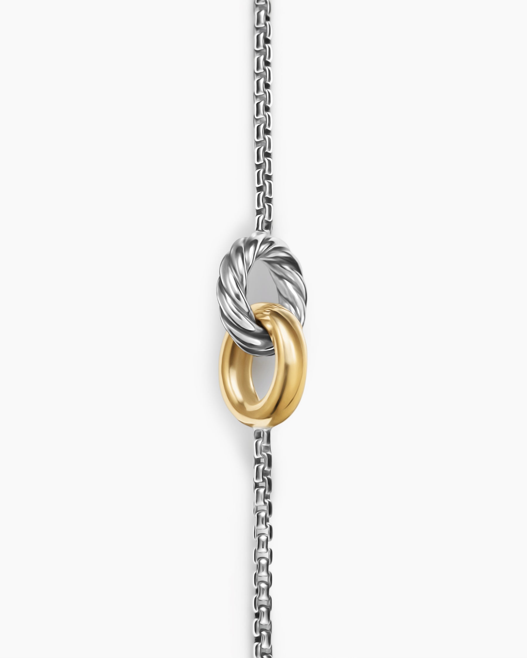Petite Cable Linked Bracelet in Sterling Silver with 14K Yellow Gold, 15mm