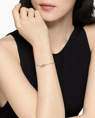 Petite Cable Linked Bracelet in Sterling Silver with 14K Yellow Gold, 15mm