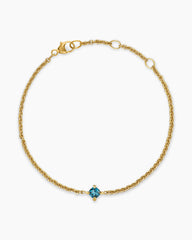 Micro Chatelaine® Chain Bracelet in 18K Yellow Gold with Hampton Blue Topaz, 4mm