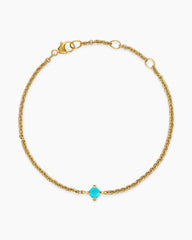 Micro Chatelaine® Chain Bracelet in 18K Yellow Gold with Turquoise, 4mm