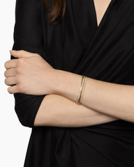 Crossover Trio Three Row Cuff Bracelet in 18K Yellow Gold with Diamonds, 11mm