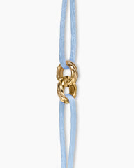 Sculpted Cable Linked Cord Bracelet in Baby Blue Nylon with 18K Yellow Gold, 8.7mm
