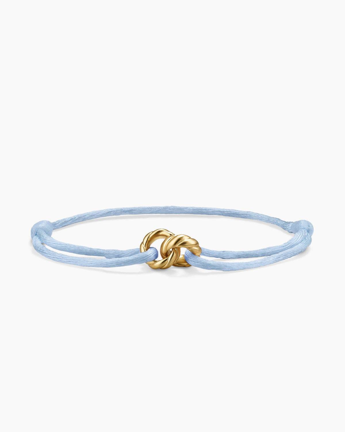 Sculpted Cable Linked Cord Bracelet in Baby Blue Nylon with 18K Yellow Gold, 8.7mm