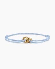 Sculpted Cable Linked Cord Bracelet in Baby Blue Nylon with 18K Yellow Gold, 8.7mm