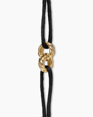 Sculpted Cable Linked Cord Bracelet in Black Nylon with 18K Yellow Gold, 8.7mm