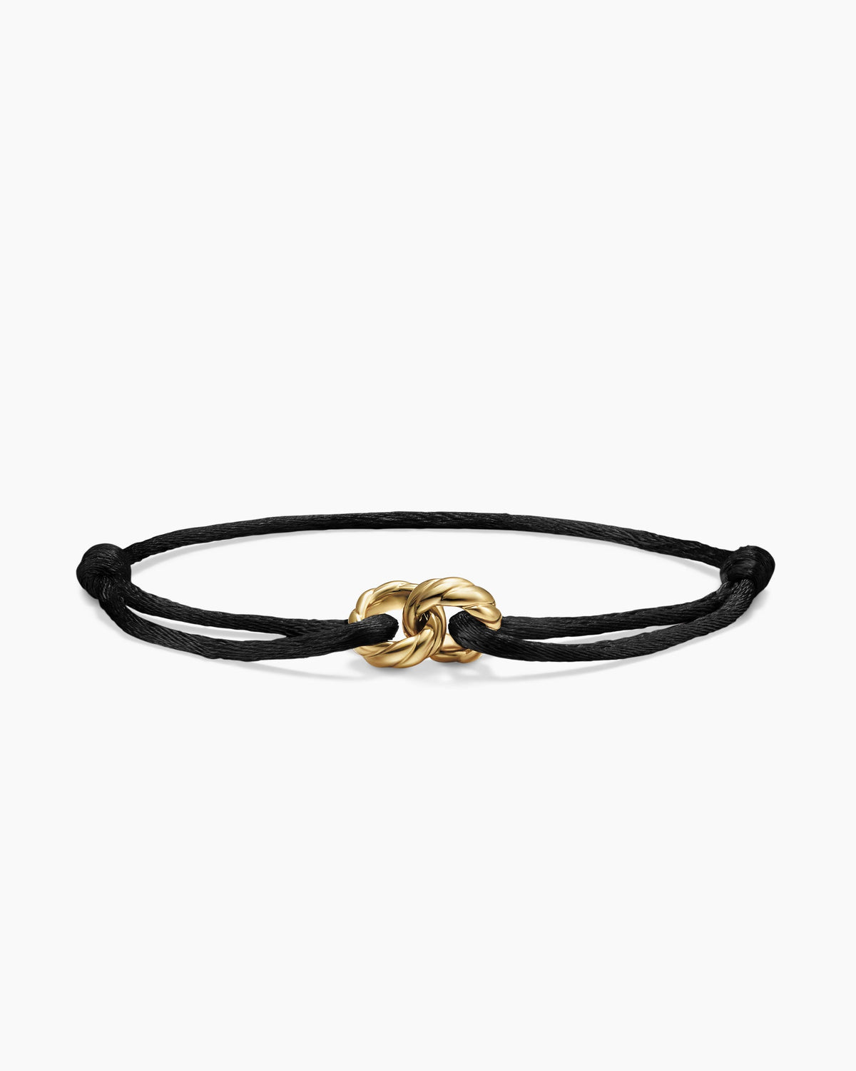 Sculpted Cable Linked Cord Bracelet in Black Nylon with 18K Yellow Gold, 8.7mm