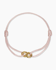 Sculpted Cable Linked Cord Bracelet in Pink Nylon with 18K Yellow Gold, 8.7mm