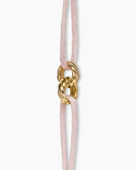 Sculpted Cable Linked Cord Bracelet in Pink Nylon with 18K Yellow Gold, 8.7mm