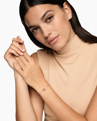 Sculpted Cable Linked Cord Bracelet in Pink Nylon with 18K Yellow Gold, 8.7mm