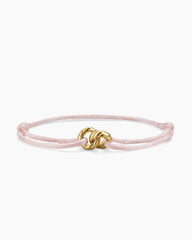 Sculpted Cable Linked Cord Bracelet in Pink Nylon with 18K Yellow Gold, 8.7mm